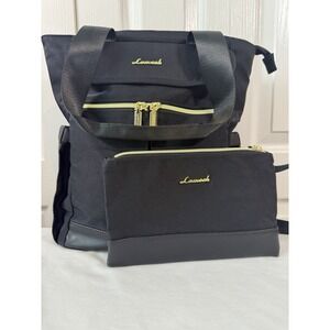 Black Lovevook Backpack Tote Bag 2-Piece Set w/‎ Pouch Gold Zippers NWT